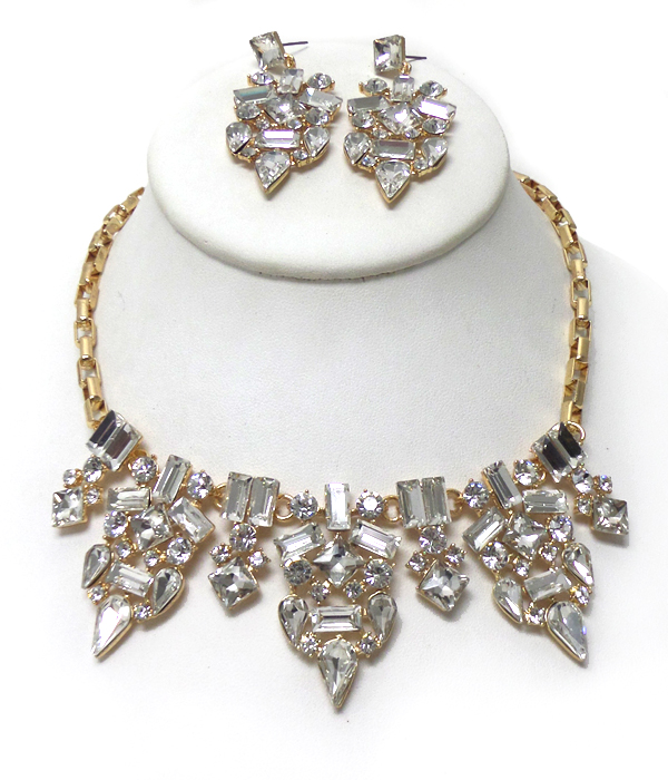 Luxury class victorian style and australian crystal glass tube chain necklace set