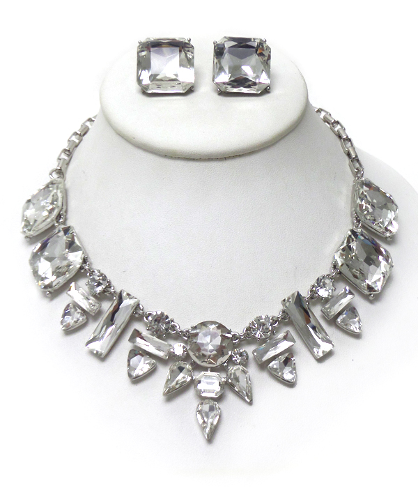 Luxury class victorian style and australian crystal glass tube chain necklace set  