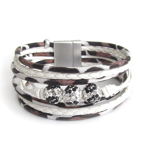 Multi layer animal print magnetic bracelet