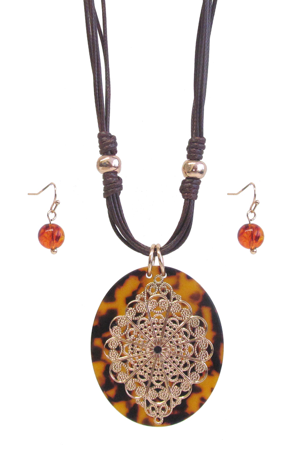 ORGANIC CELLULOSE FILIGREE PENDANT NECKLACE SET