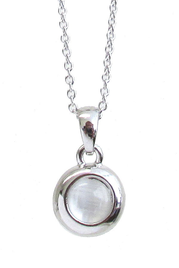 MADE IN KOREA WHITEGOLD PLATING CATS EYE PENDANT NECKLACE