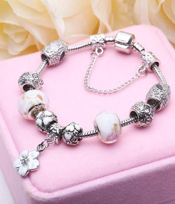 Pandora style interchangeable european charm bracelet - flower