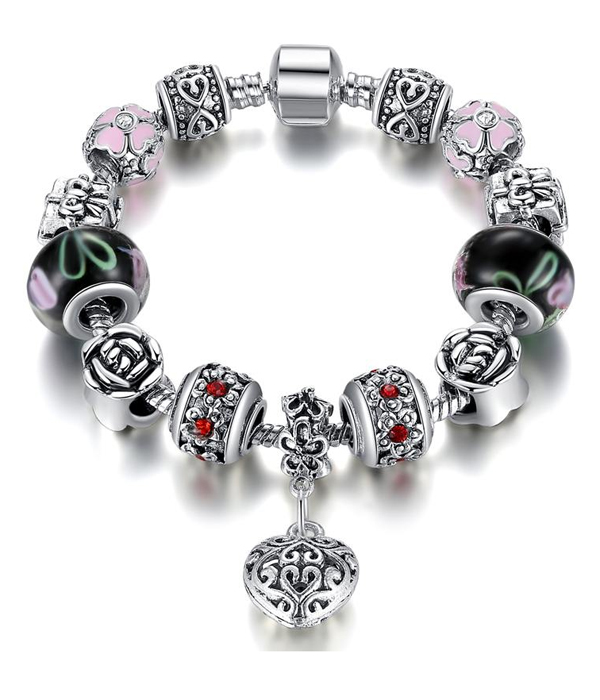 Euro style  interchnageable european charm bracelet - heart
