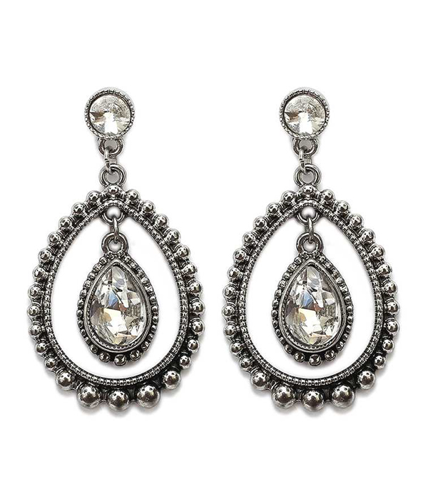 Facet glass double teardrop earring