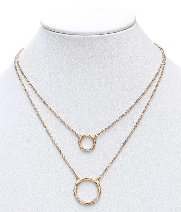 Handmade double ring and layer necklace