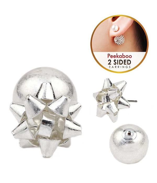 Christmas theme double sided front and back earring - gift box bow