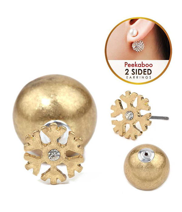 Christmas theme double sided front and back earring - snow flake
