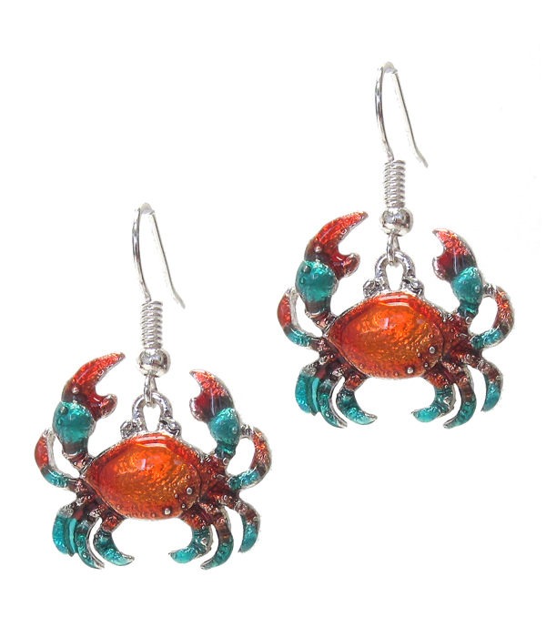 Sealife theme epoxy crab earring