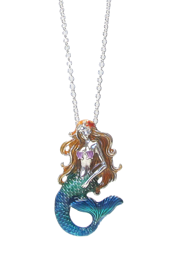 SEALIFE THEME EPOXY MERMAID PENDANT NECKLACE