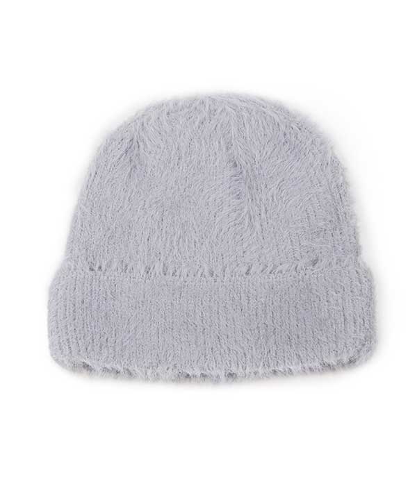 FURRY KNIT FLEECE LINED CUFF BEANIE - 100% ACRYLIC