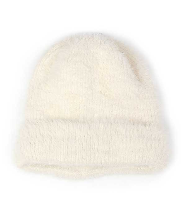 FURRY KNIT FLEECE LINED CUFF BEANIE - 100% ACRYLIC