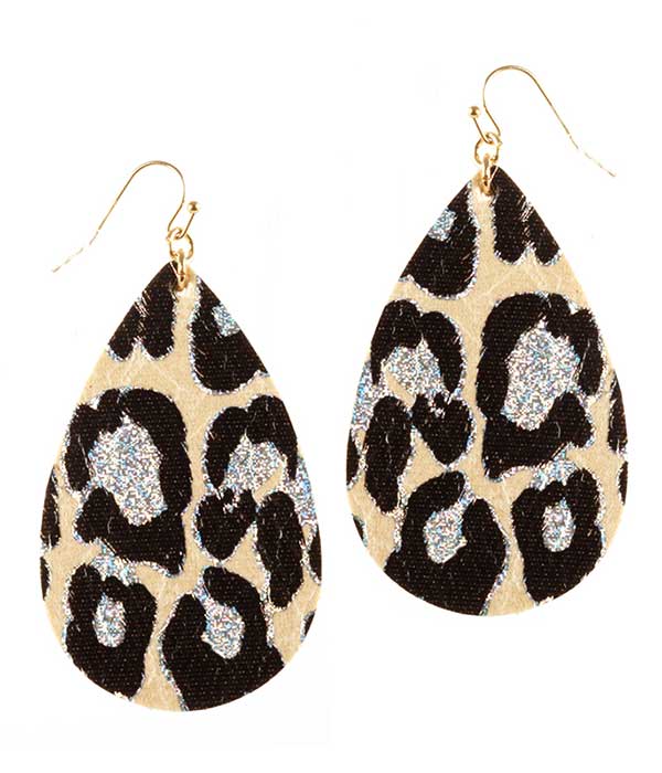 Animal print leatherette  earring - teardrop