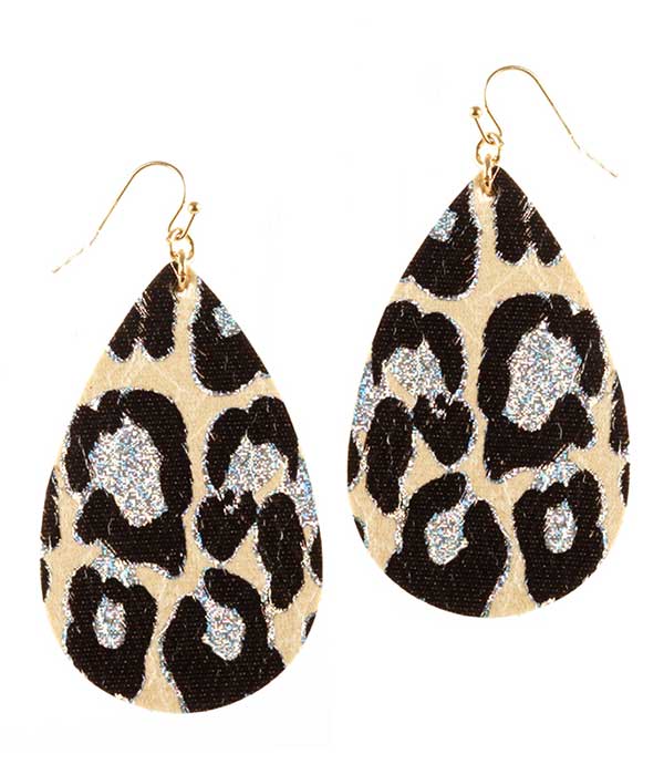 ANIMAL PRINT LEATHERETTE  EARRING - TEARDROP