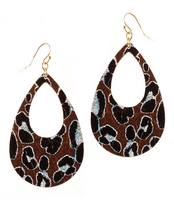 ANIMAL PRINT LEATHERETTE  EARRING - TEARDROP