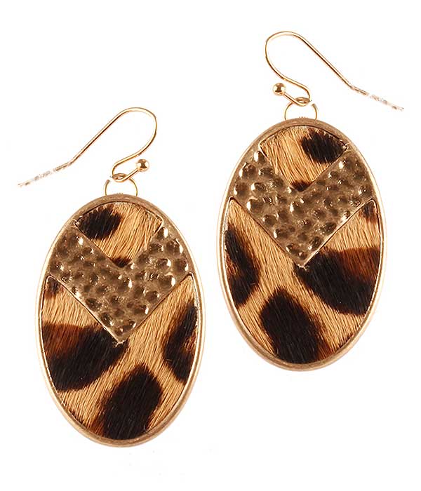 ANIMAL PRINT METAL EARRING - OVAL