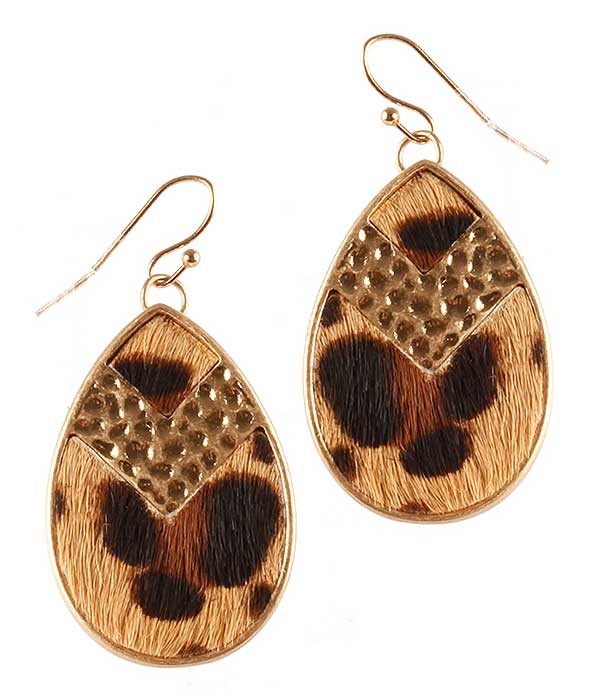 ANIMAL PRINT METAL EARRING - TEARDROP