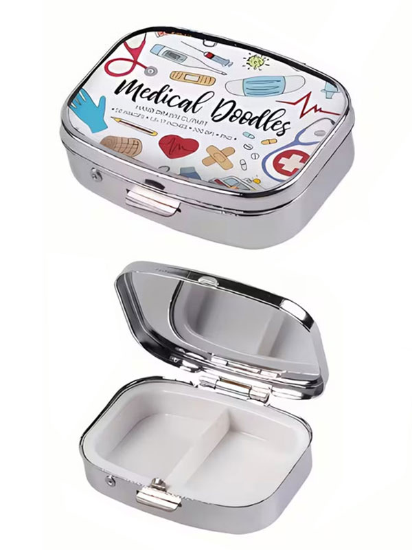 2 compartment portable pill box - medical