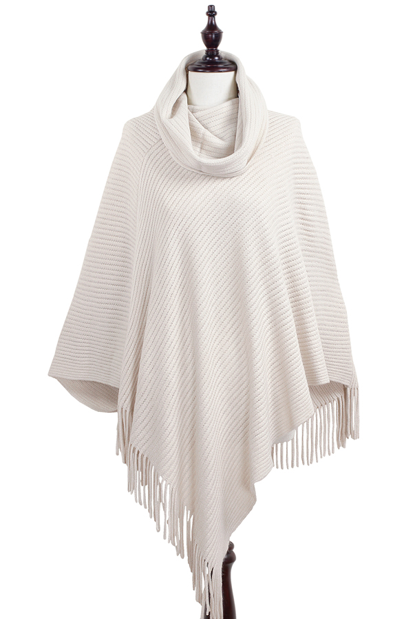 Solid color 100% acrylic turtleneck poncho