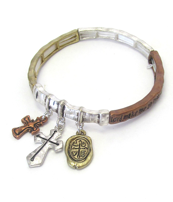 Religious inspiration message stretch bracelet - st francis