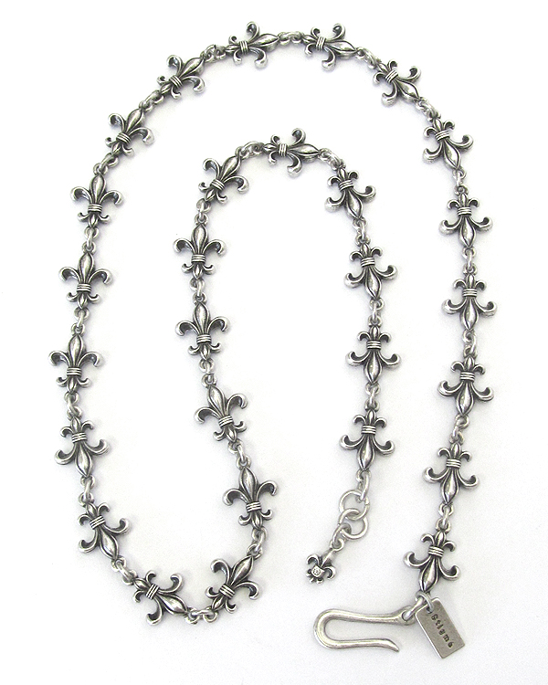 Mens stainless steel metal fleur de lis chain necklace