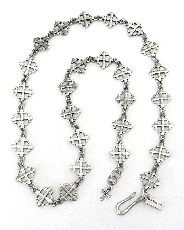 Mens stainless steel metal cross chain necklace