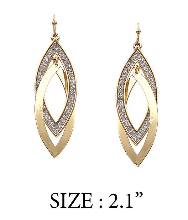 SAND TEXTURED DOUBLE MARQUISE EARRING