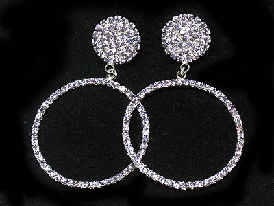 Rhinestone paved circle frame earring 