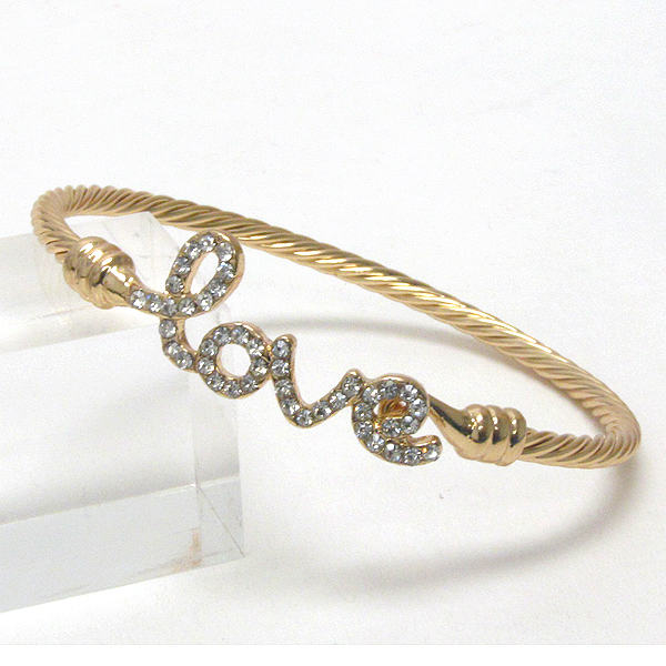 Crystal love message flexible wire band bangle bracelet