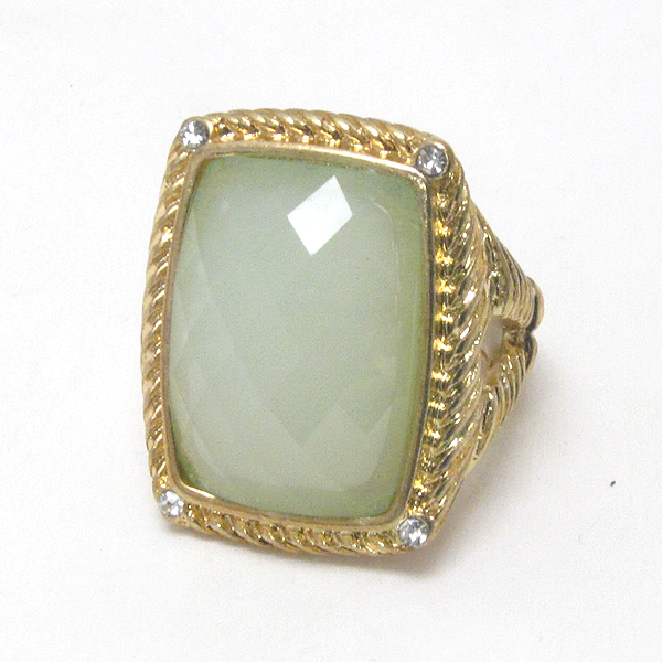 Large facet stone and crystal corner deco stretch glamour ring