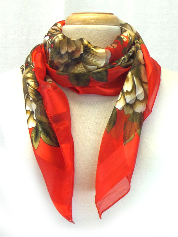 Petite size satin flower scarf