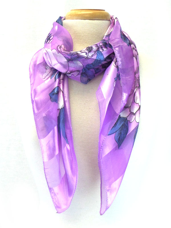 Petite size satin flower scarf 