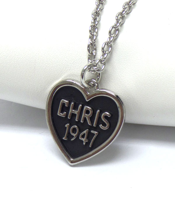 Religious theme heart necklace