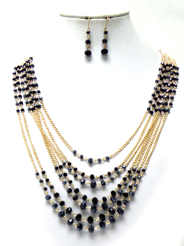Layer of chain with small beads necklace set