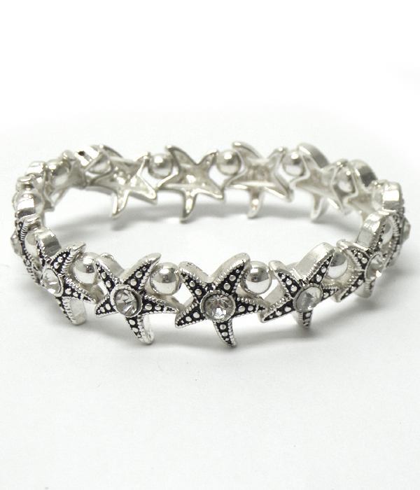 Textured metal starfish with crystal bracelet 
