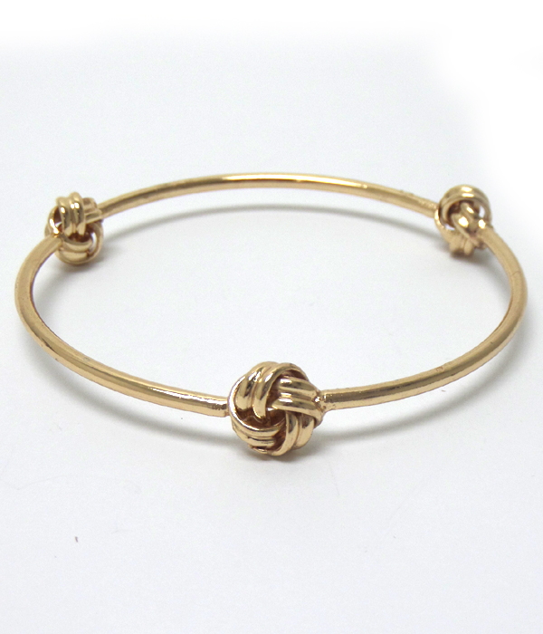 Three knot thin bangle bracelet 