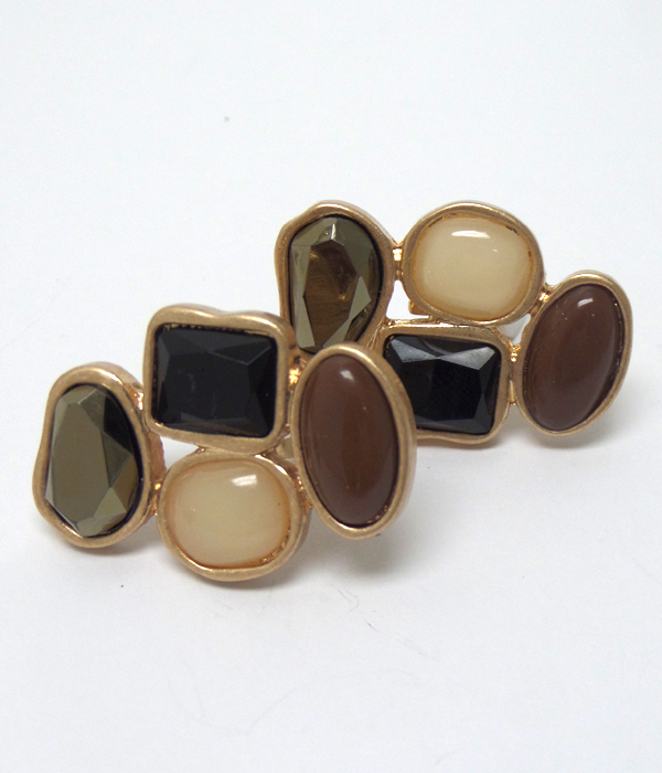 Linked stones clip on earrings