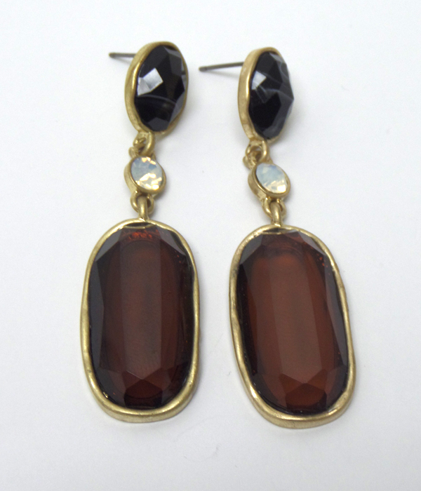 Stone with crystal drop earrings