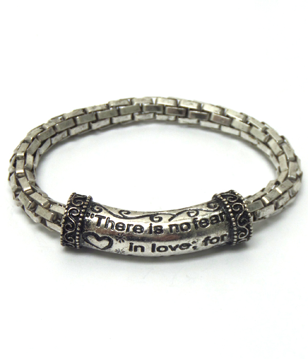 Message metal tube and strethc snake chain bracelet