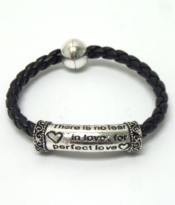 Message metal tube and braided cord and magnetic band bracelet