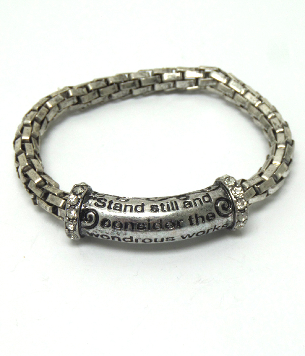 Message metal tube and strethc snake chain bracelet