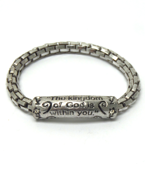 Message metal tube and strethc snake chain bracelet