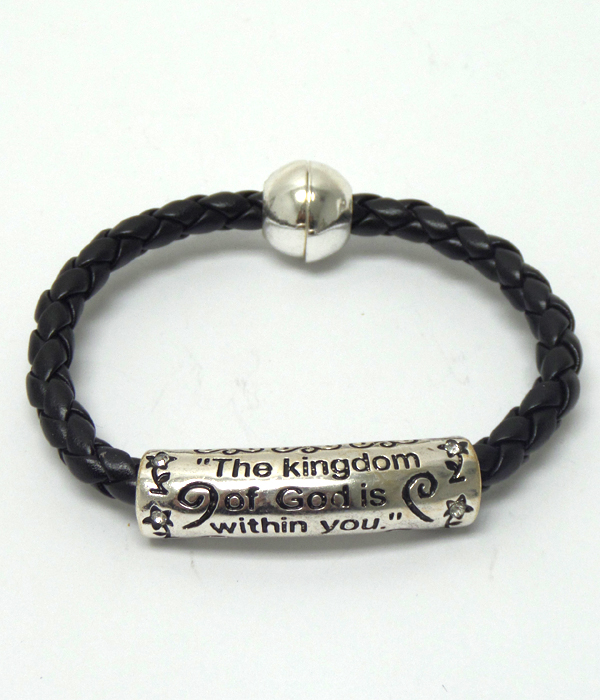 Message metal tube and braided cord and magnetic band bracelet