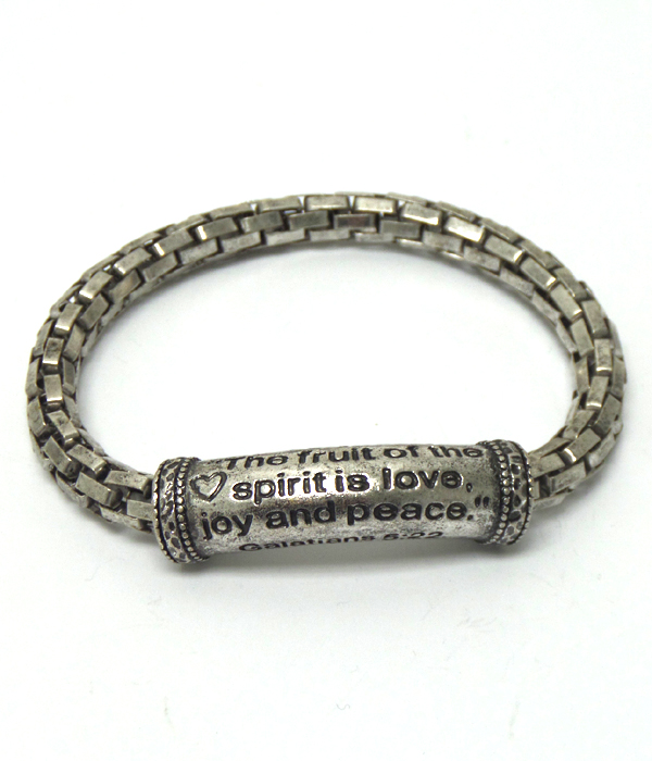 Message metal tube and strethc snake chain bracelet