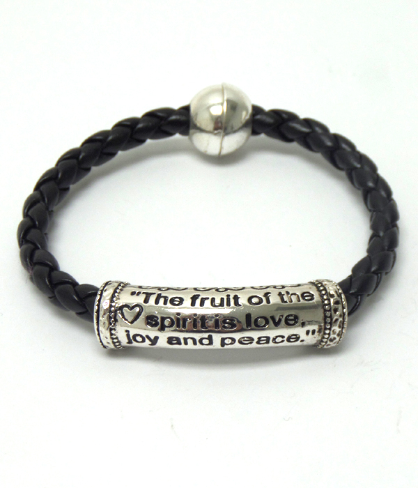 Message metal tube and braided cord and magnetic band bracelet