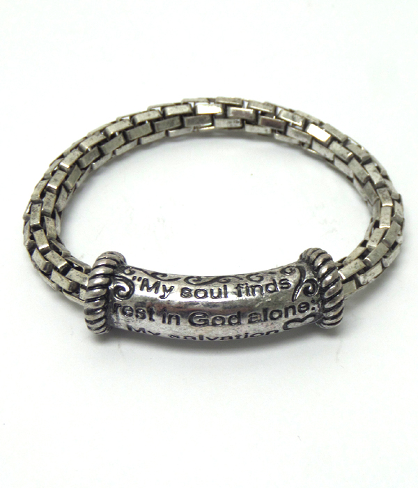 Message metal tube and strethc snake chain bracelet