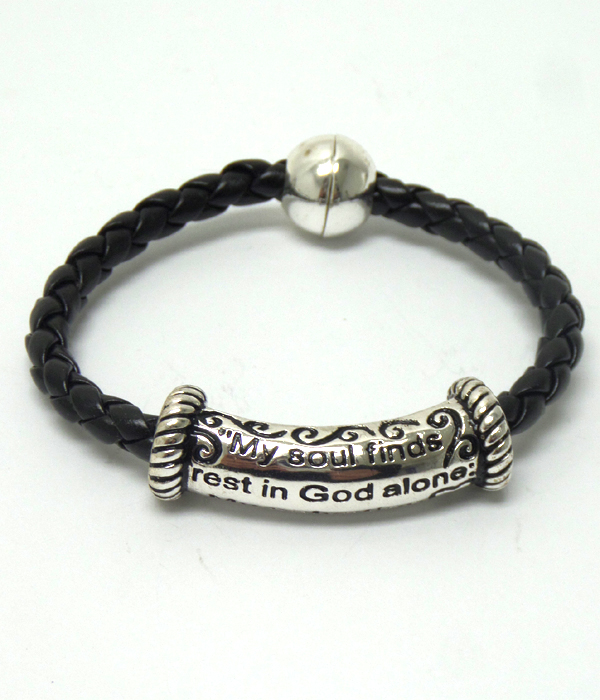 Message metal tube and braided cord and magnetic band bracelet