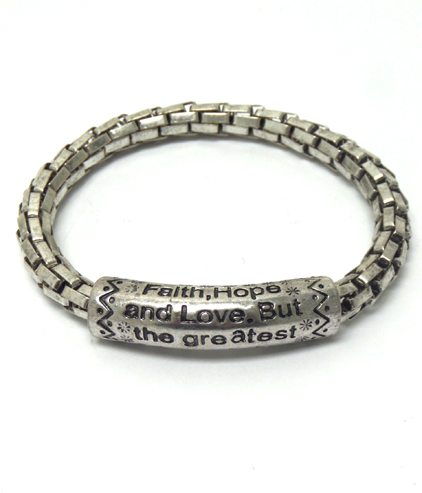 Message metal tube and strethc snake chain bracelet
