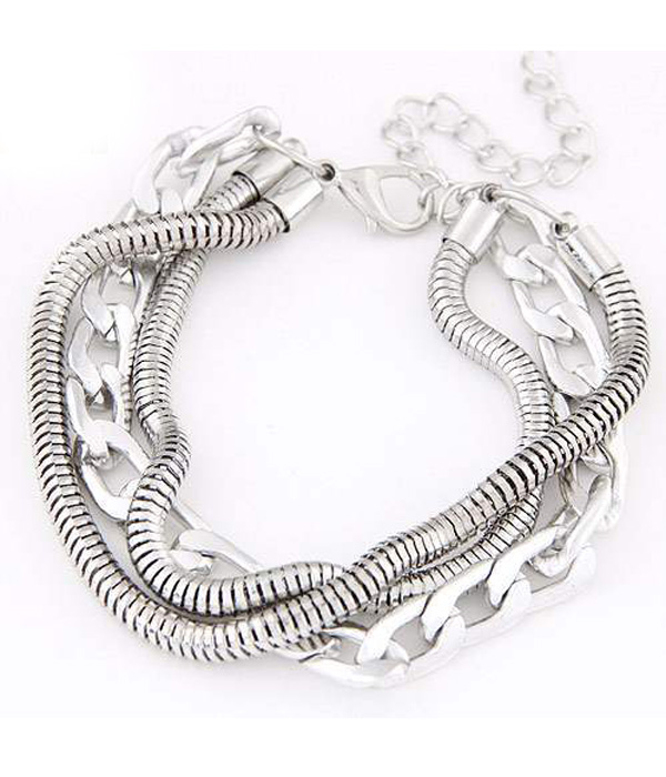 Mixed metal chain link bracelet