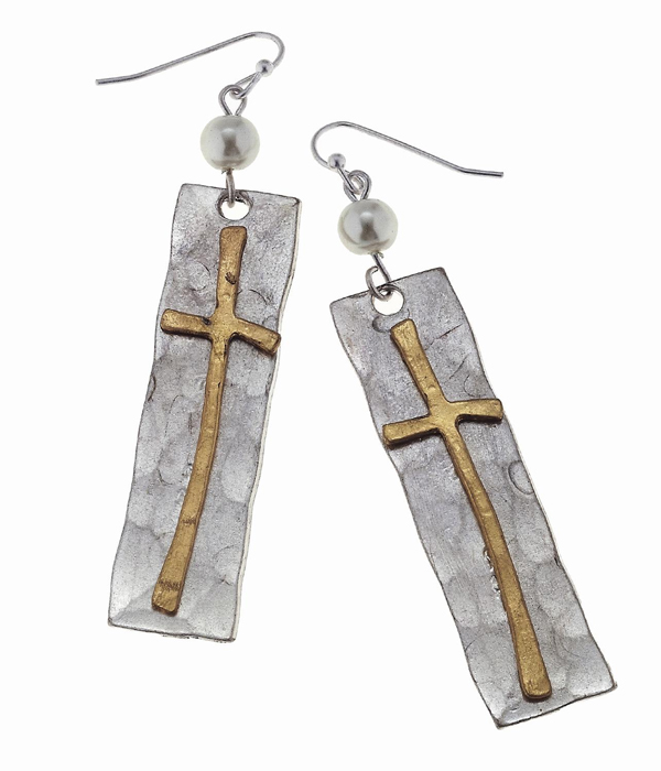 Handmade cross earring