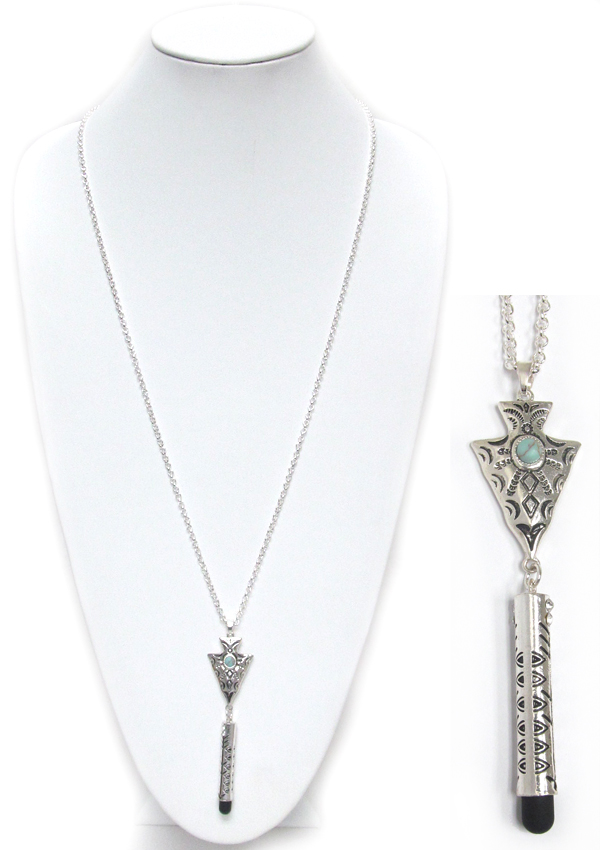 Arrowhead and stylus pen long necklace